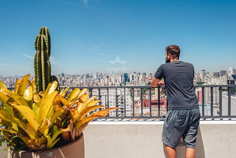 Incrível skyline do 26º andar em Resort paradisíaco